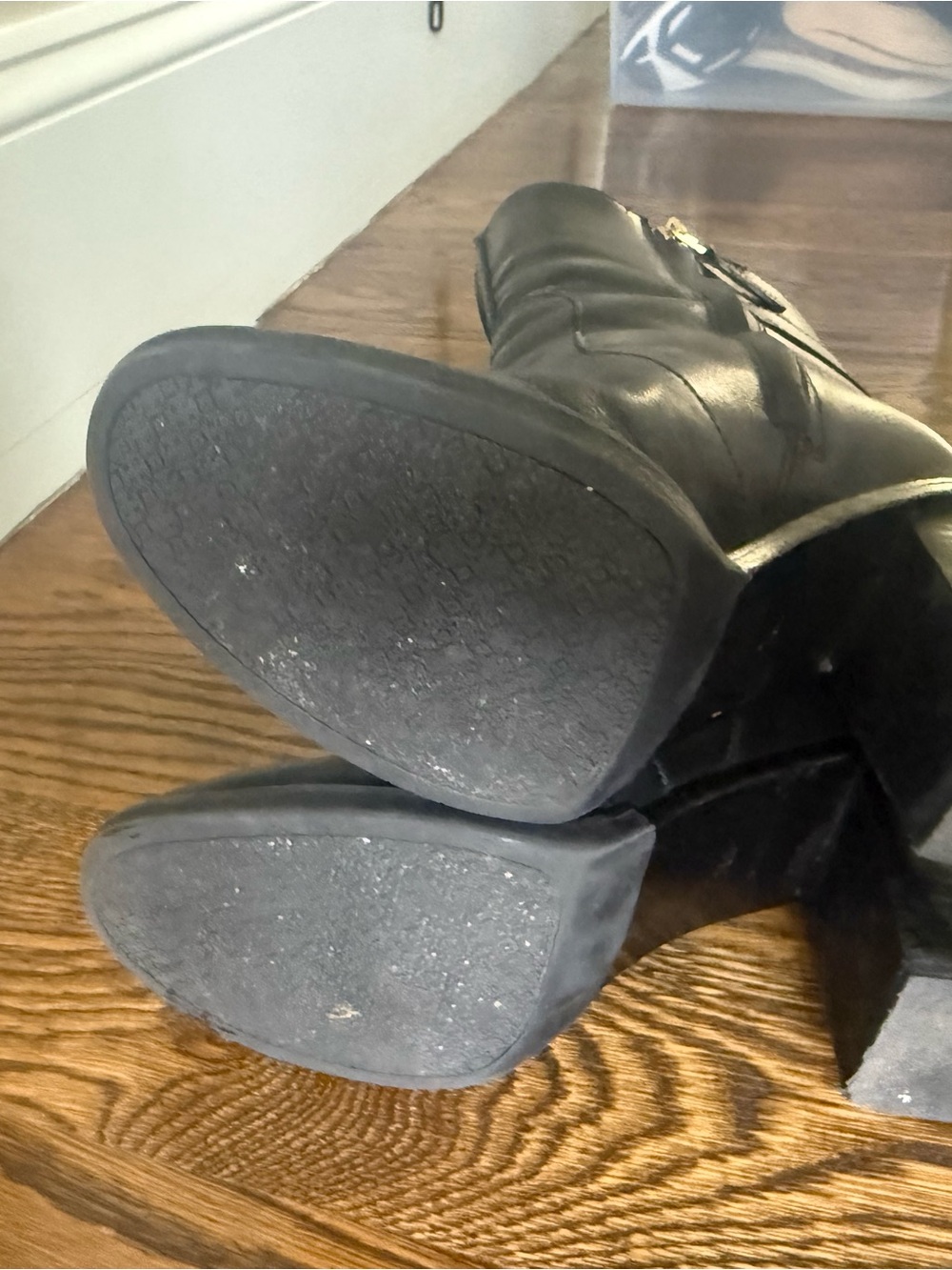 Tory Burch Black Leather Ankle Boots with Gold Accent - Picture 2 of 3